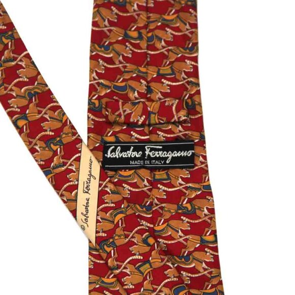 Salvatore Ferragamo Silk Tie Made in Italy Circus Tigers Men's - Picture 3 of 3